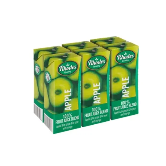 RHODES JUICE APPLE 100% 200ML x 6