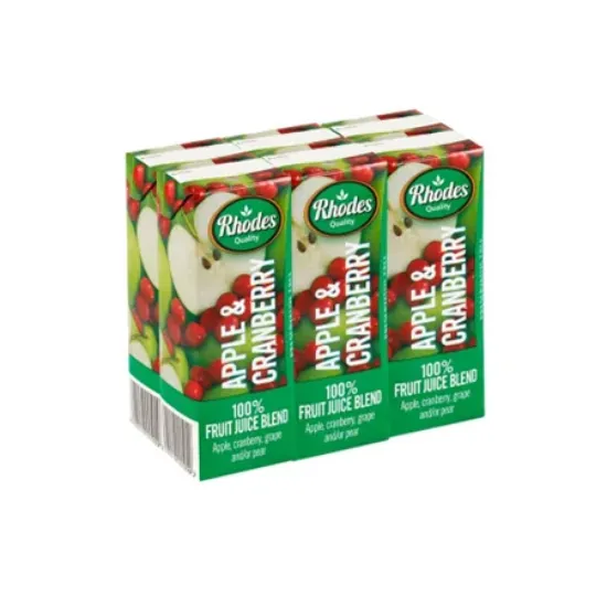 RHODES JUICE 100% APPLE & CRANB 200ML x 6